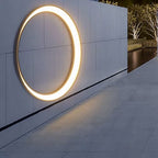 Outdoor Wall Light, Circular Moon Design In Stainless Steel