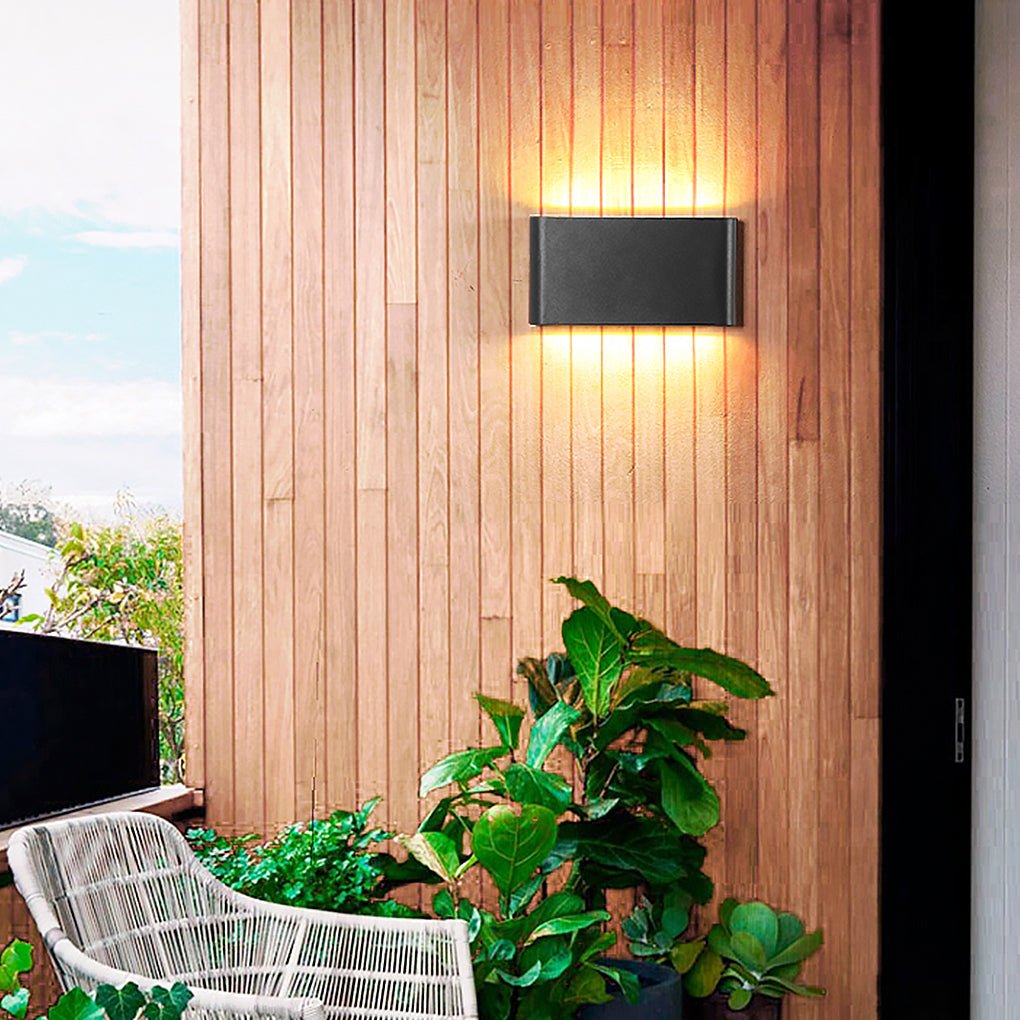 Luz de Parede para Alpendre de Perfil Baixo com Feixes LED para Cima e para Baixo, Abajur de Vidro Transparente