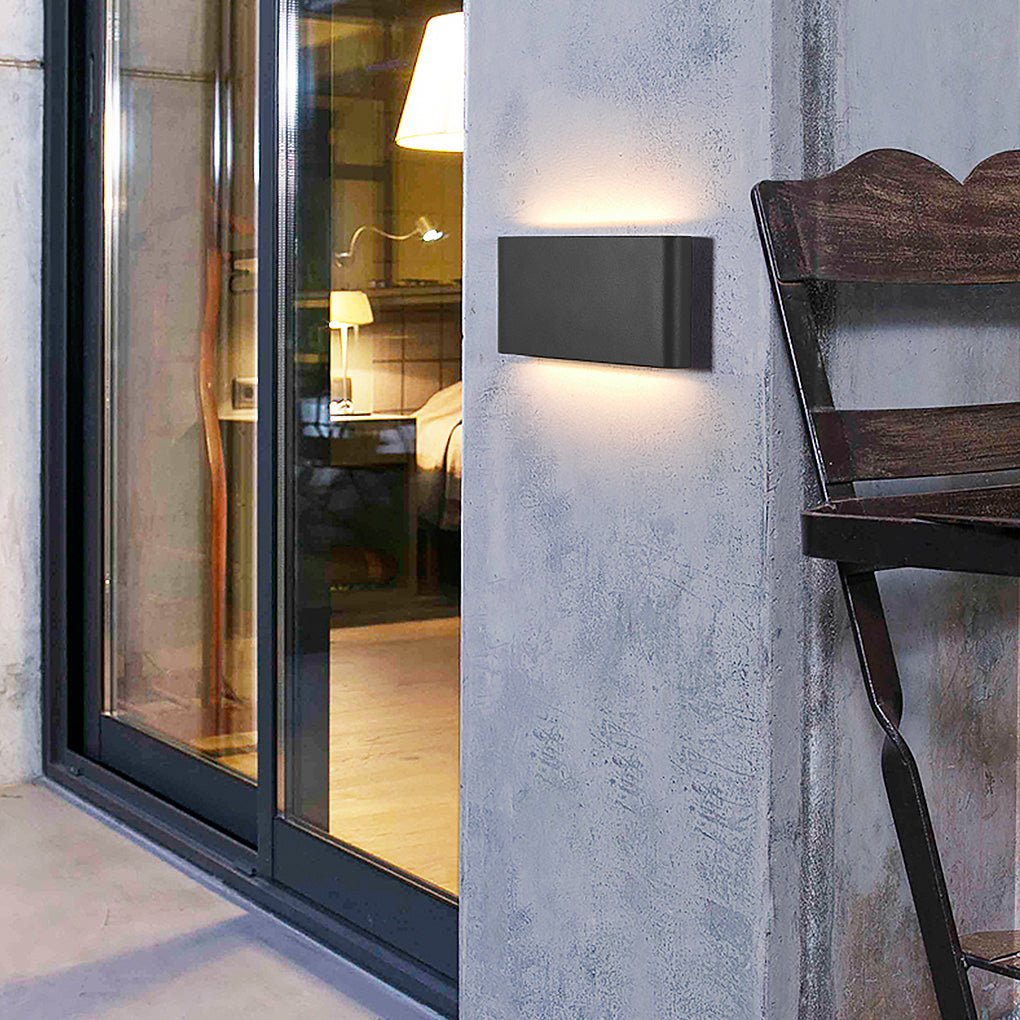 Luz de Parede para Alpendre de Perfil Baixo com Feixes LED para Cima e para Baixo, Abajur de Vidro Transparente