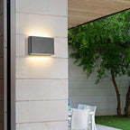 Luz de Parede para Alpendre de Perfil Baixo com Feixes LED para Cima e para Baixo, Abajur de Vidro Transparente