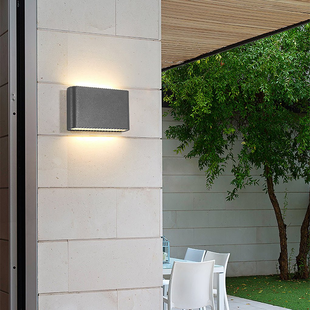 Luz de Parede para Alpendre de Perfil Baixo com Feixes LED para Cima e para Baixo, Abajur de Vidro Transparente