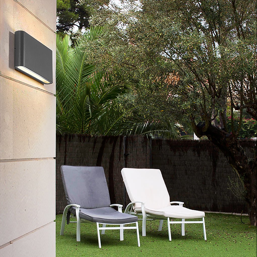 Luz de Parede para Alpendre de Perfil Baixo com Feixes LED para Cima e para Baixo, Abajur de Vidro Transparente