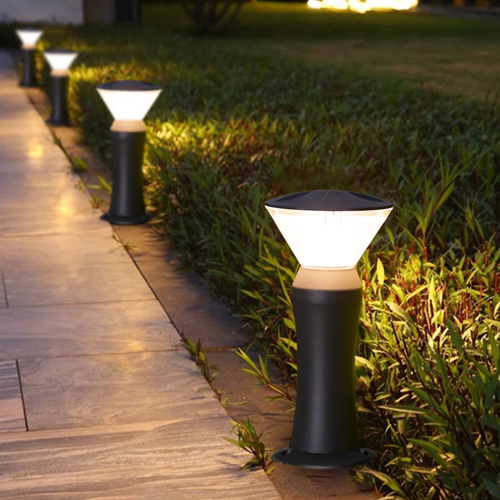 LED udendørs pullertlampe, mat sort støbt aluminium, IP65