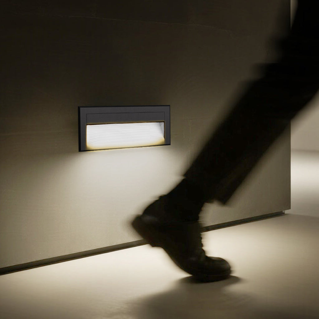 Morga Square Recessed Outdoor Step Light, Black Aluminum Finish