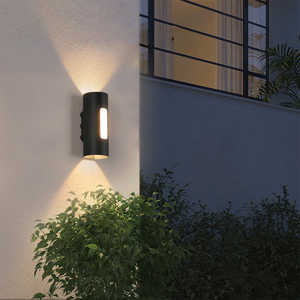 Utendørs vegglampe, minimalistisk aluminiumsdesign med varm LED-glød
