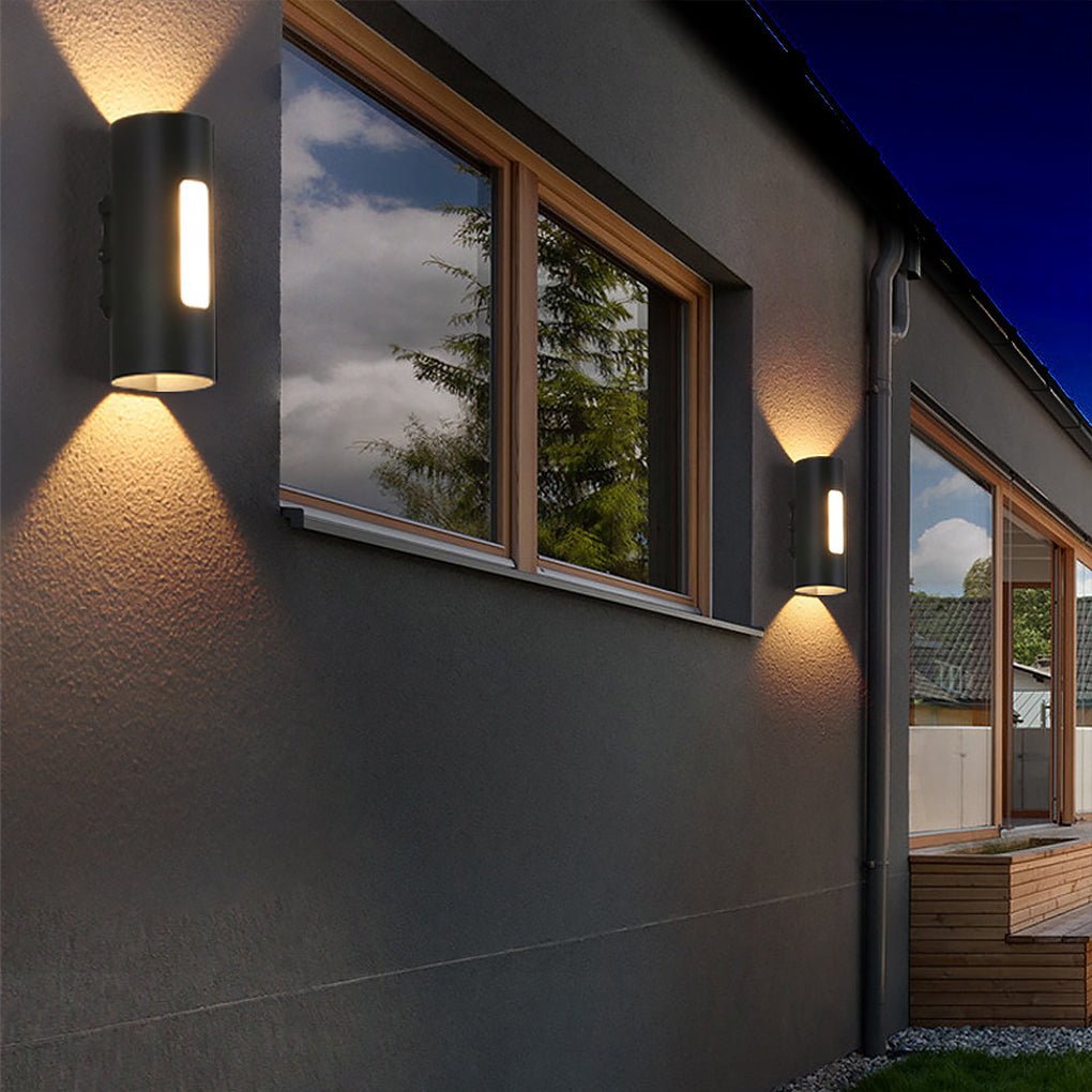 Utendørs vegglampe, minimalistisk aluminiumsdesign med varm LED-glød
