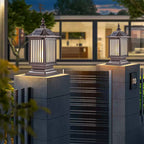 Die-Cast Aluminum Pillar Light, Lantern Shade With 3-Step LED