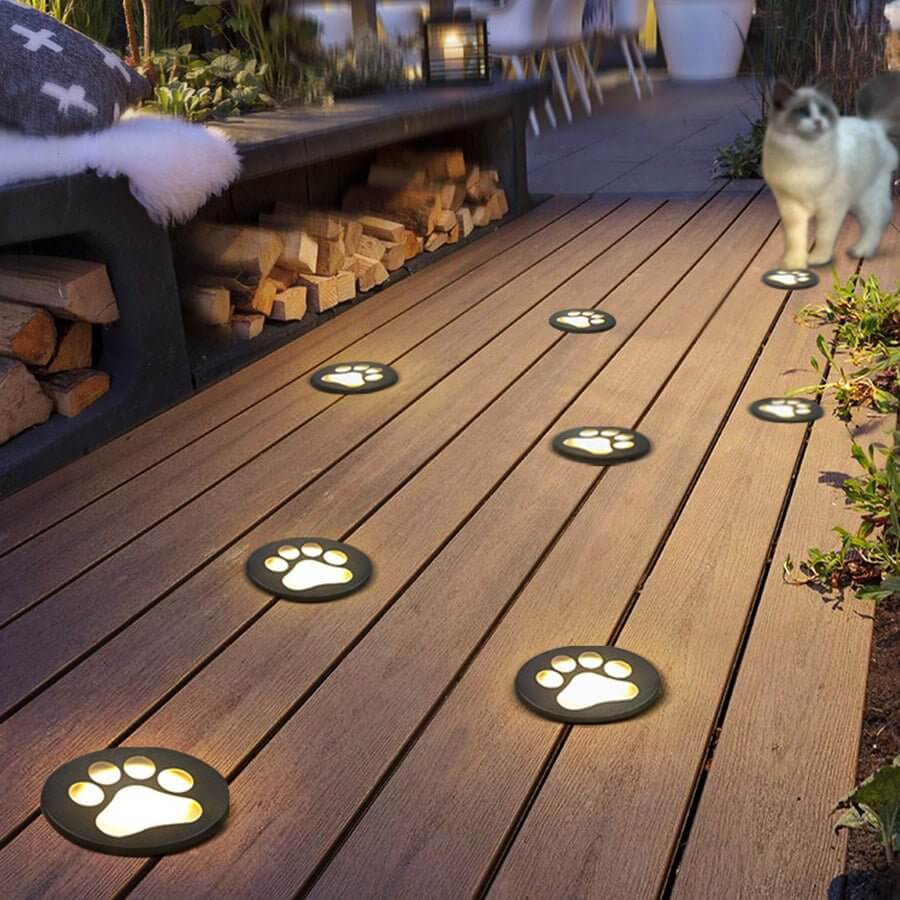 Innfelte dekklamper, runde LED-linser med kattepote for hager og terrasser