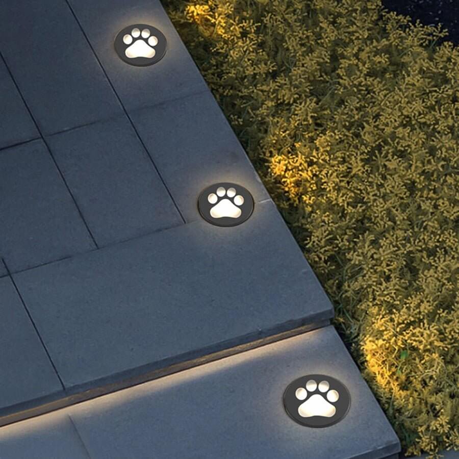 Innfelte dekklamper, runde LED-linser med kattepote for hager og terrasser