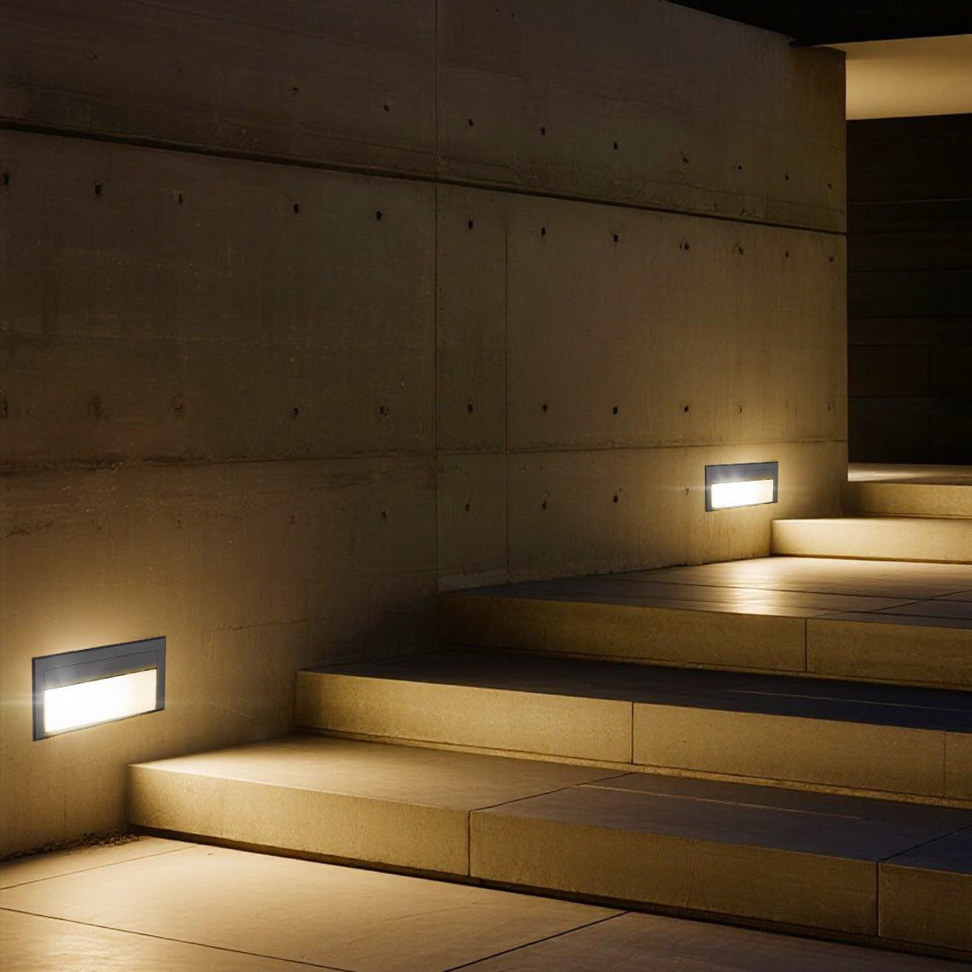 Morga Square Recessed Outdoor Step Light, Black Aluminum Finish