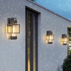 Vintage Wrought Iron Outdoor Wall Sconce, Black Matte, Warm LED Glow