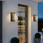 Emery Wall Light For Outdoors, Rectangular Design With Water-Drop Glass Shade