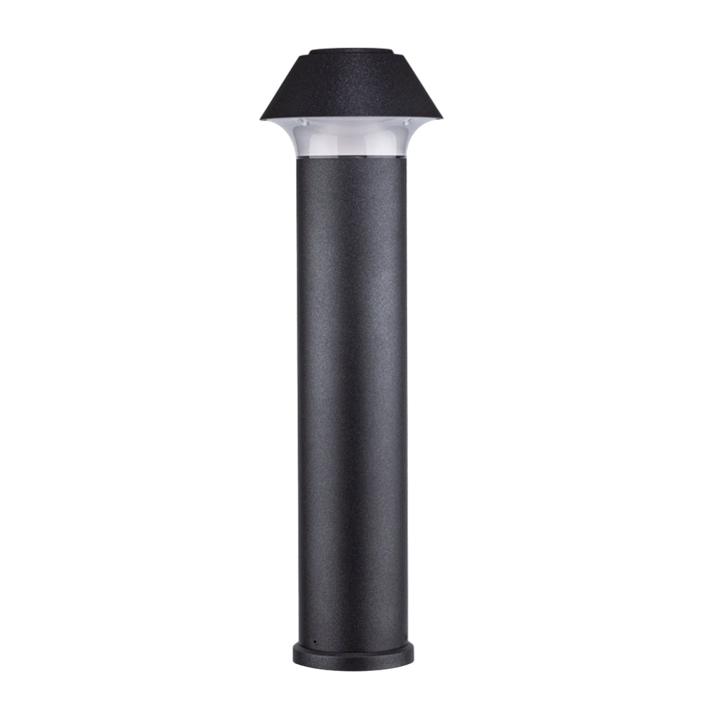 Matte Black Aluminum Bollard Light, Dome-Top Modern Garden Lamp