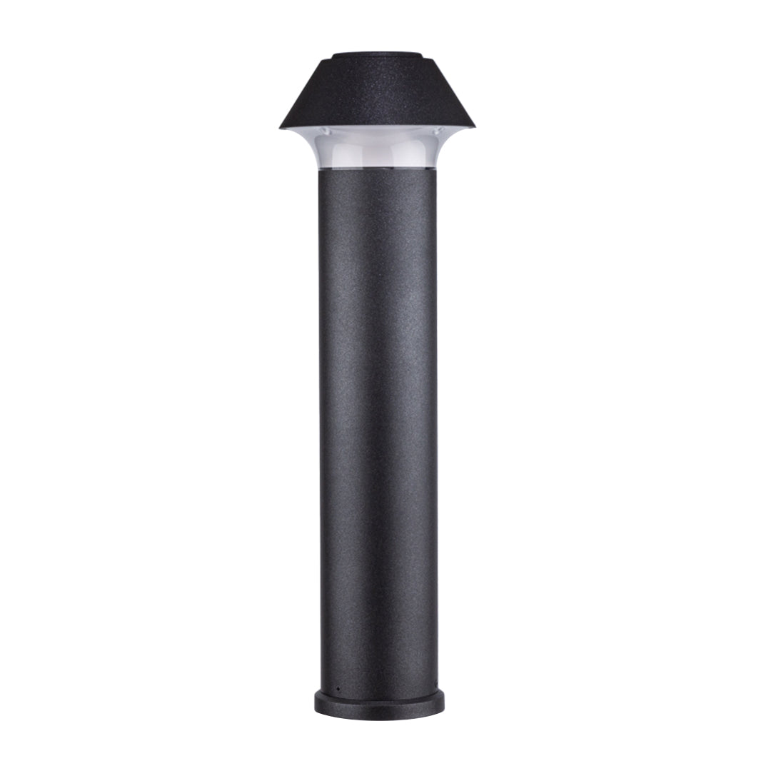 Matte Black Aluminum Bollard Light, Dome-Top Modern Garden Lamp