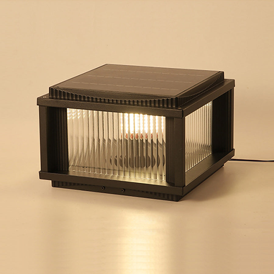 Strge French-Style Aluminum Outdoor Pillar Light, Solar or Hardwired