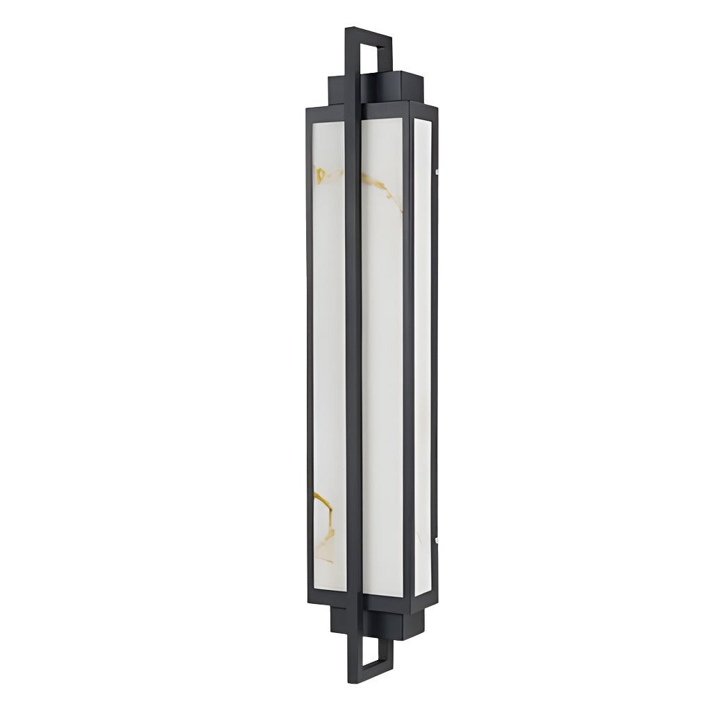 Applique murale extérieure finition marbre, lumière LED Gifed en noir mat