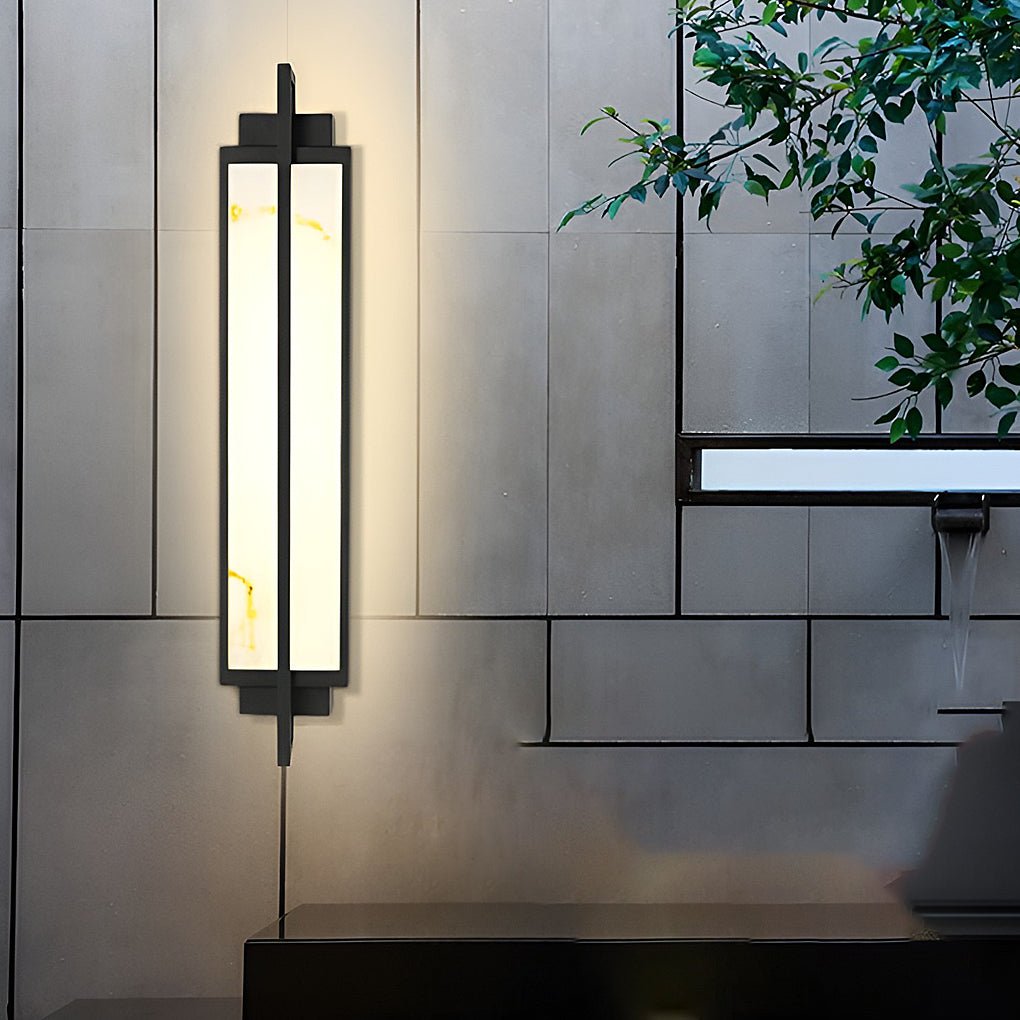 Applique murale extérieure finition marbre, lumière LED Gifed en noir mat