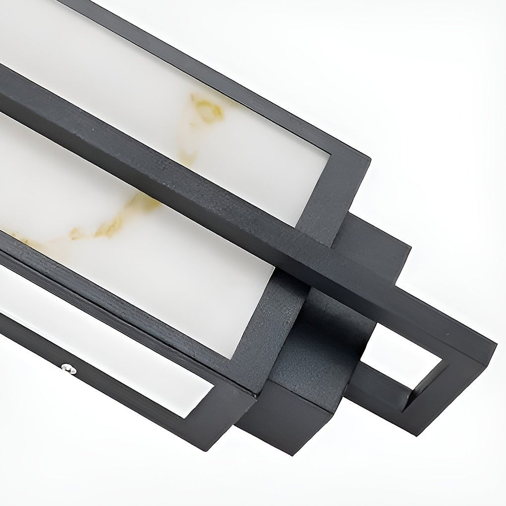 Applique murale extérieure finition marbre, lumière LED Gifed en noir mat