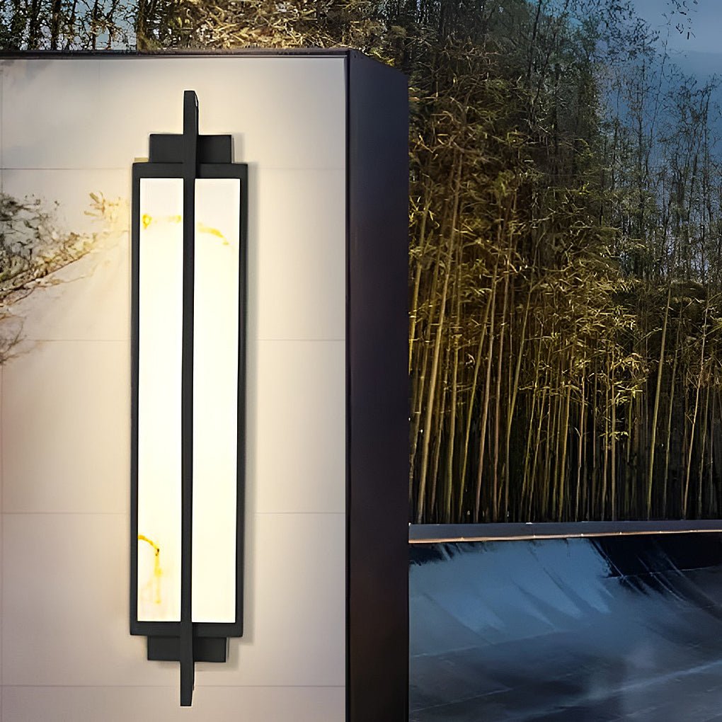 Applique murale extérieure finition marbre, lumière LED Gifed en noir mat