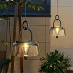 Solar Outdoor Pendant Light With Clear Acrylic Shade, Tri-Color LED