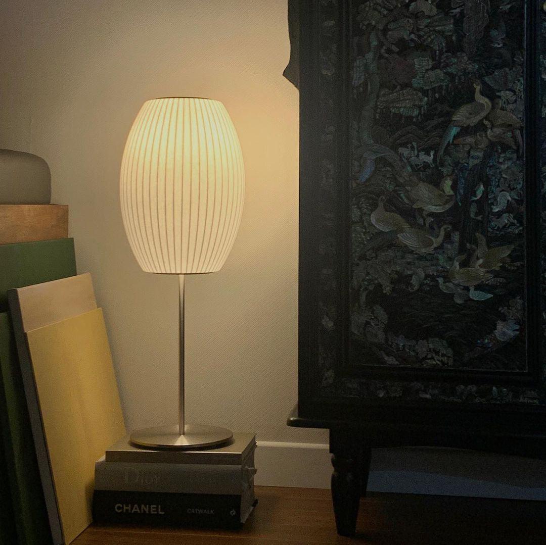 Faux silk bubble table lamp shown against a clean neutral backdrop