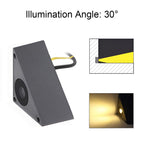 Outdoor Step Wall Light, Triangle Aluminum Fixture With Tempered Glass