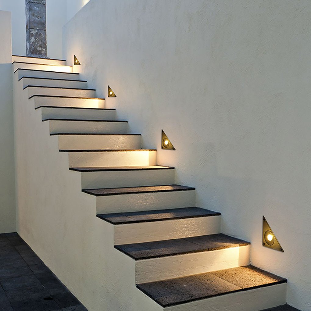 Outdoor Step Wall Light, Triangle Aluminum Fixture With Tempered Glass