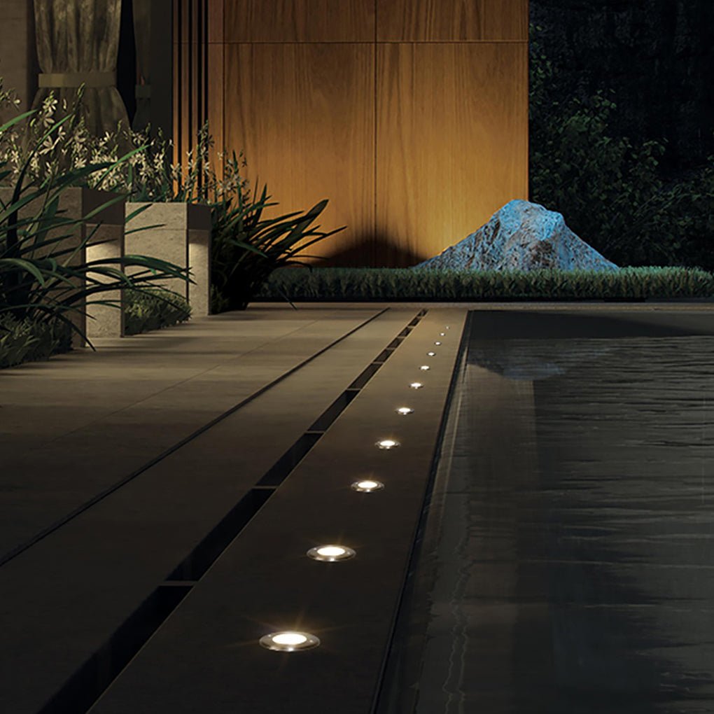 Recessed LED Well Light For Poolside Decks And Lawns, IP65 Chrome