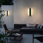 Rektangulært udendørs væglampe i stål, moderne LED med flash-grå finish