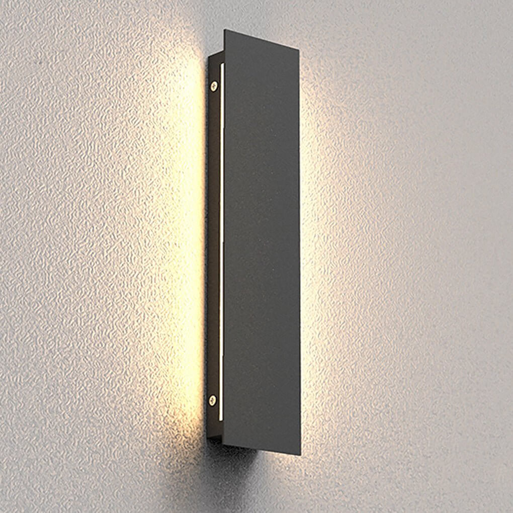 Rektangulært udendørs væglampe i stål, moderne LED med flash-grå finish