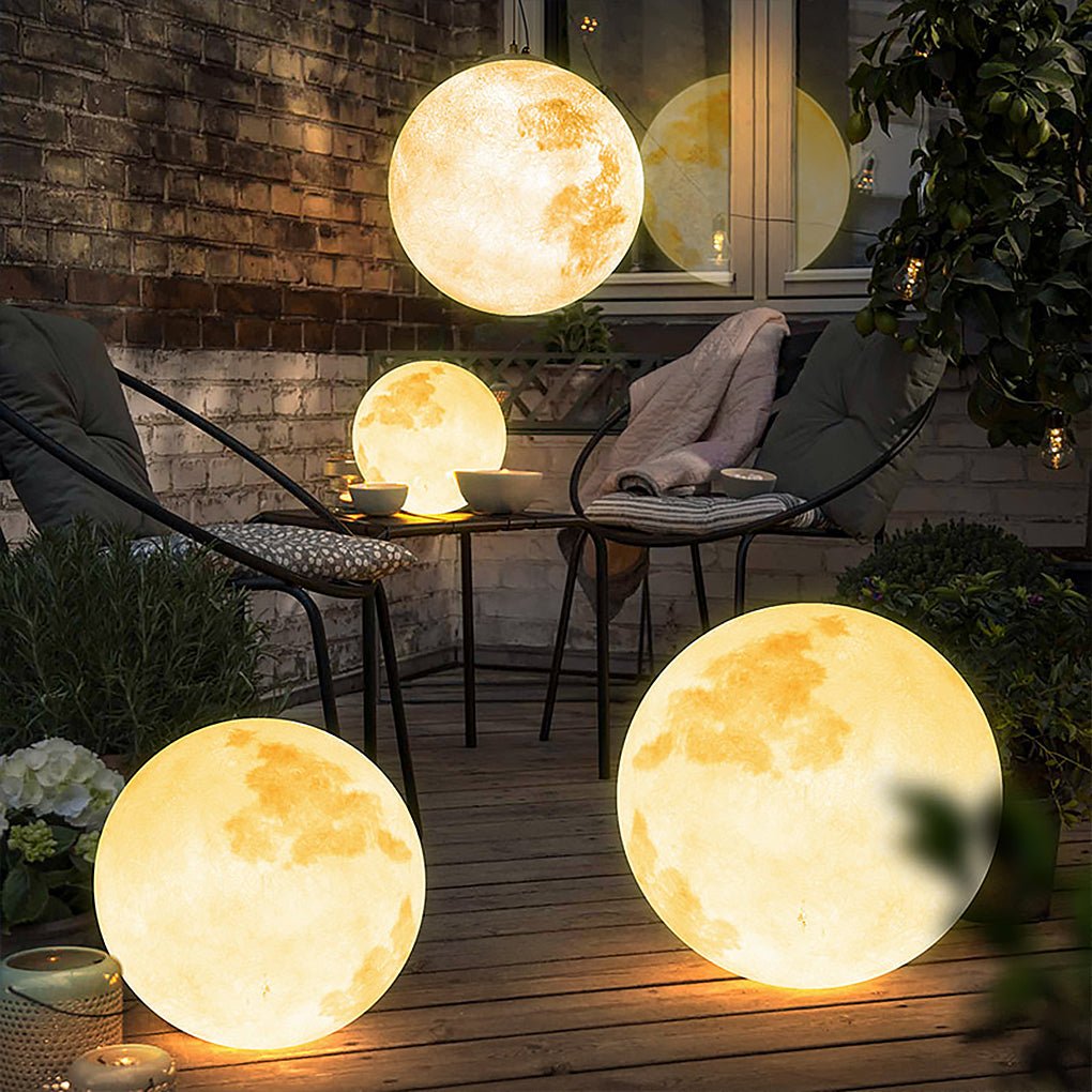 Moon-Textured Resin Outdoor Chandelier With Warm LED Glow