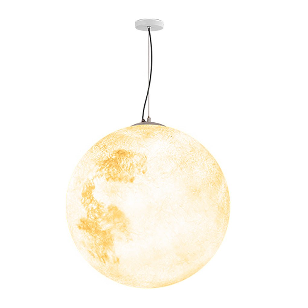 Moon-Textured Resin Outdoor Chandelier With Warm LED Glow