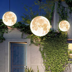 Moon-Textured Resin Outdoor Chandelier With Warm LED Glow