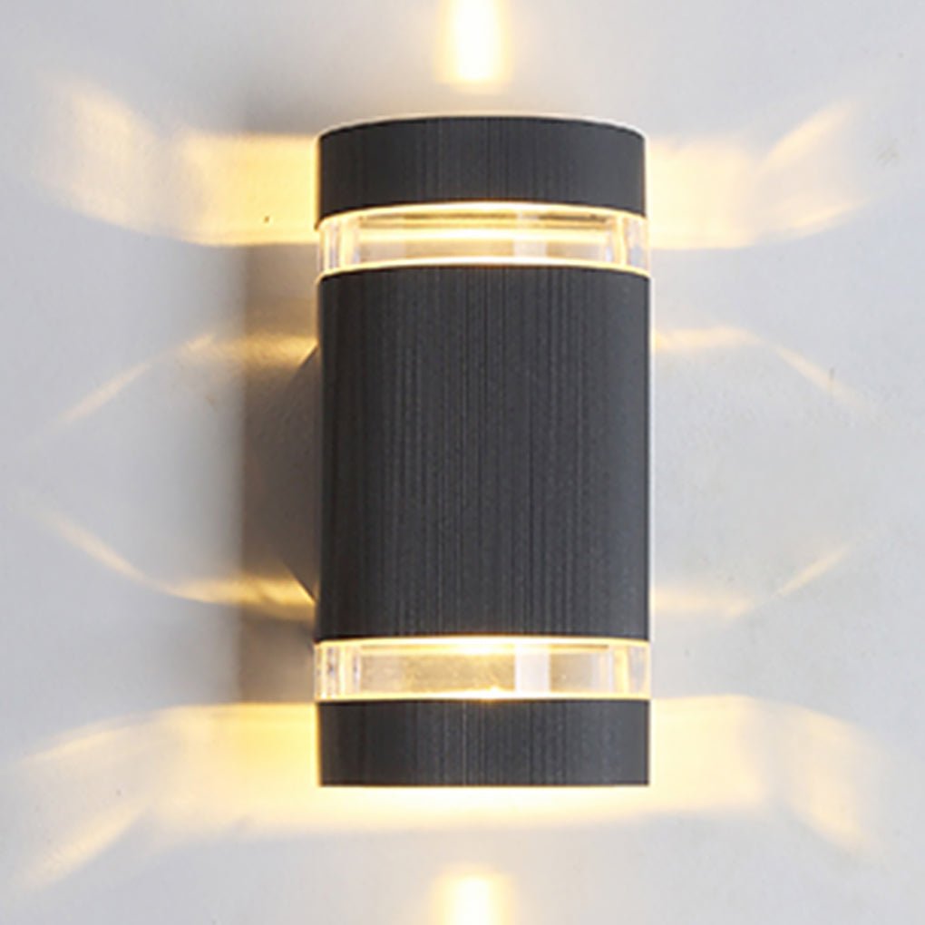 Opp-ned aluminium utendørs vegglampe med hul halo-skjerm