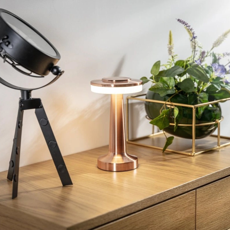 Wireless Table Lamp, Retro Bar Design, Dimmable USB-C LED