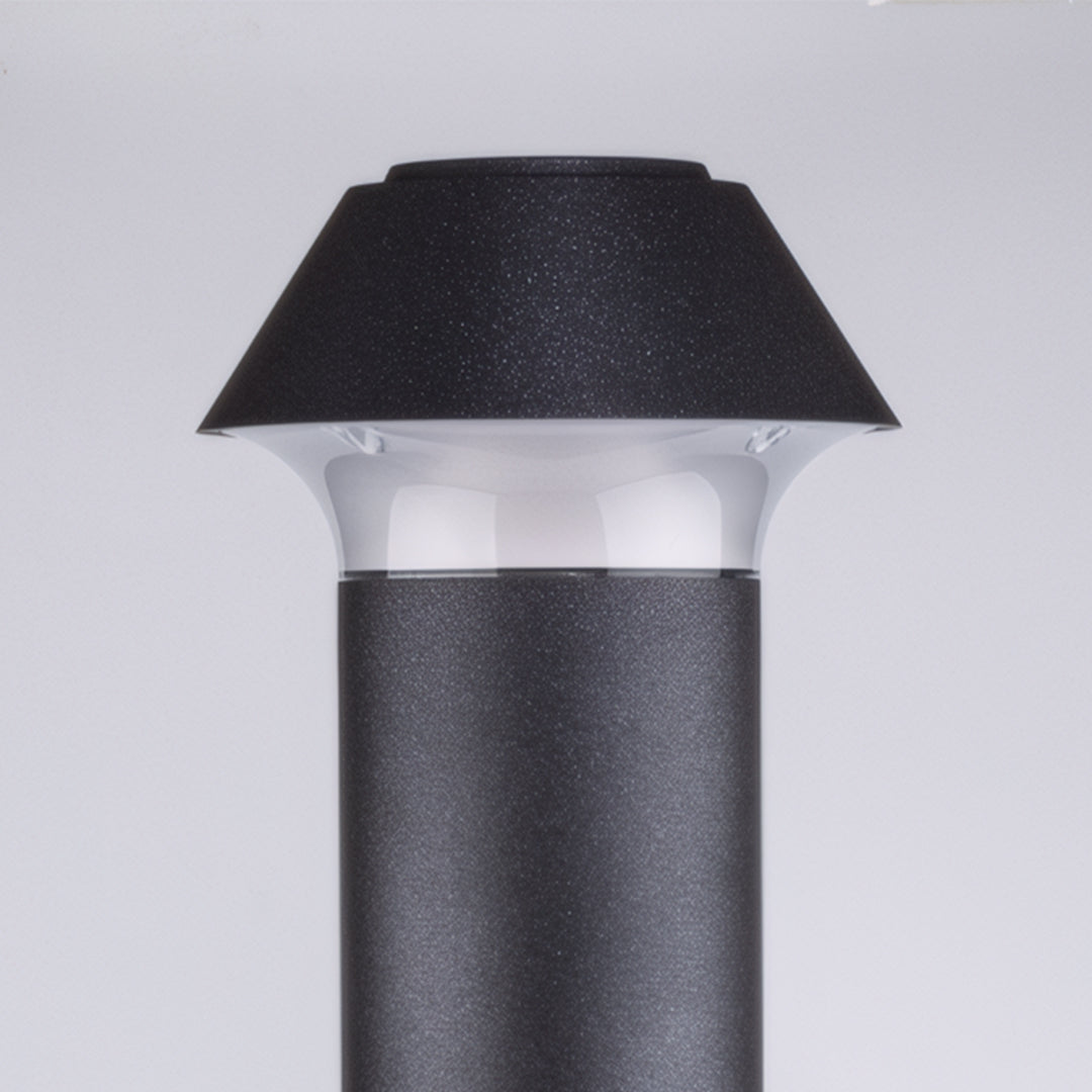 Matte Black Aluminum Bollard Light, Dome-Top Modern Garden Lamp