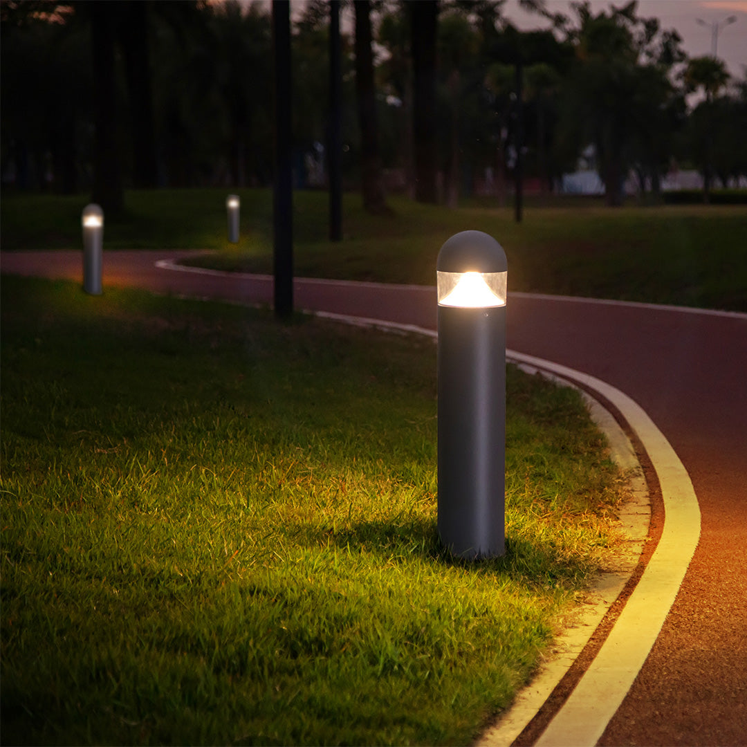 Nordic Outdoor Bollard Light, Round or Flat Top Aluminum Post Lamp