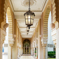 Cast Aluminum Porch Ceiling Light, Roman-Style Glass Shade
