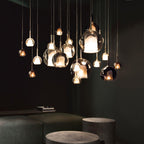 Blown glass globe pendant light with soft ambient glow