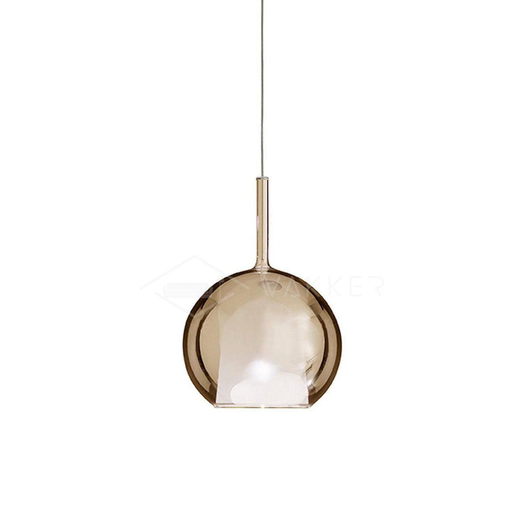 Tinted blown glass globe pendant light with sculptural glow