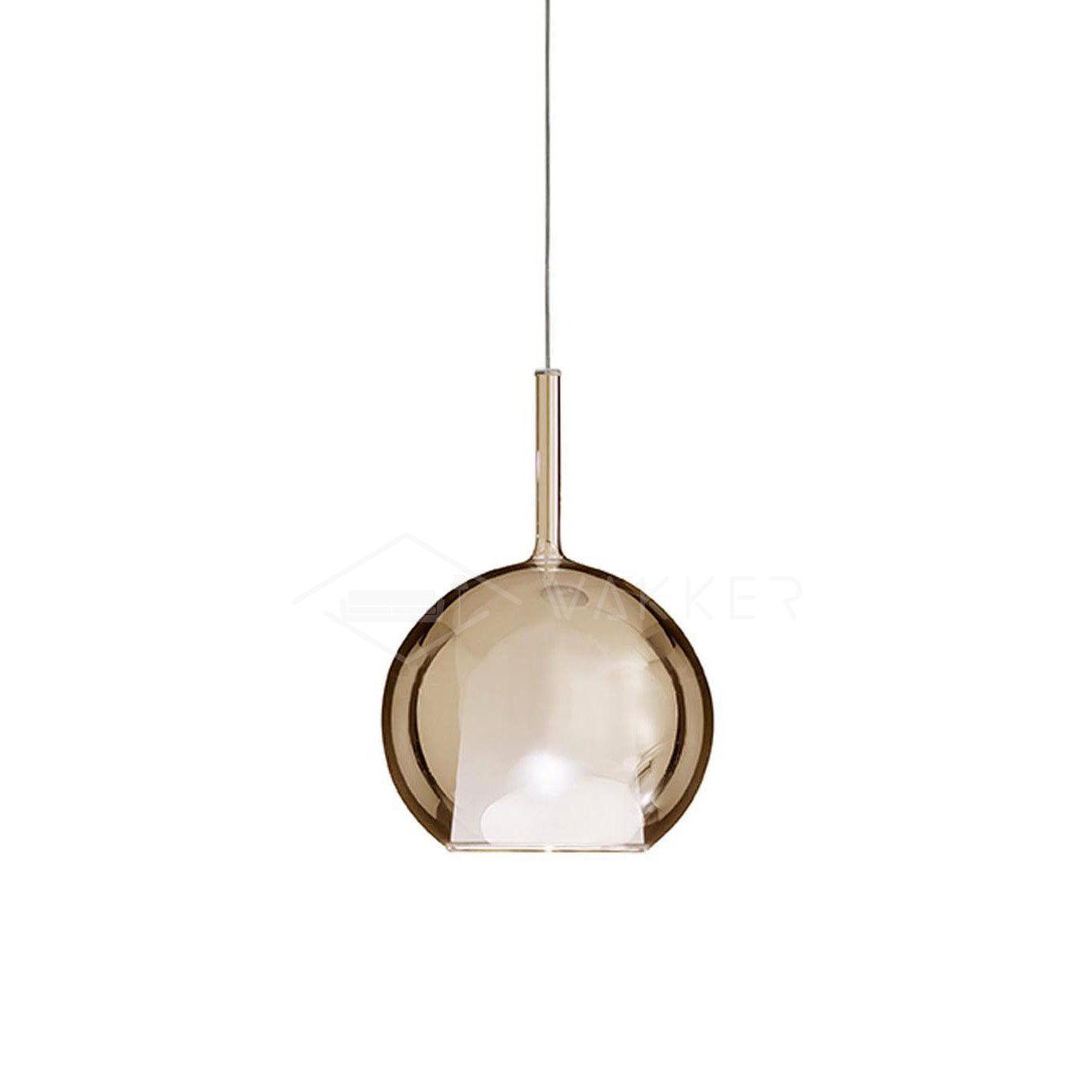 Tinted blown glass globe pendant light with sculptural glow