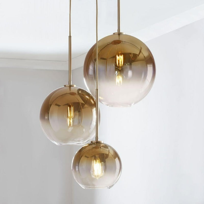 Clérachic glass globe pendant in black and clear glass, hanging unlit