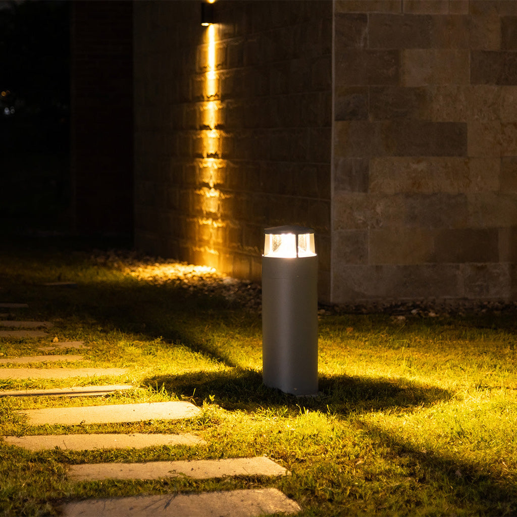 Luz de Caminho em Alumínio Cinza Areia, Balizador LED em Duas Alturas
