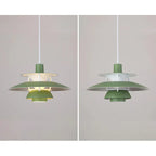 Multicolor Pendant Light With LED Glow, Tiered-Shade Retro Ceiling Lamp