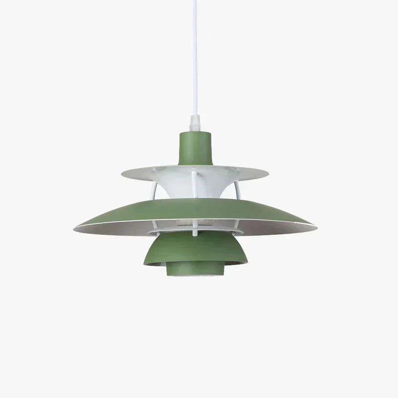 Multicolor Pendant Light With LED Glow, Tiered-Shade Retro Ceiling Lamp