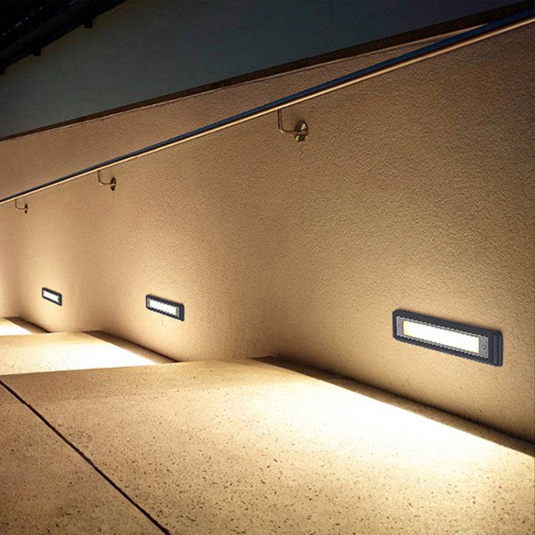 Recessed Aluminum Step Light With Stainless Steel Cover, Warm LED Glow
