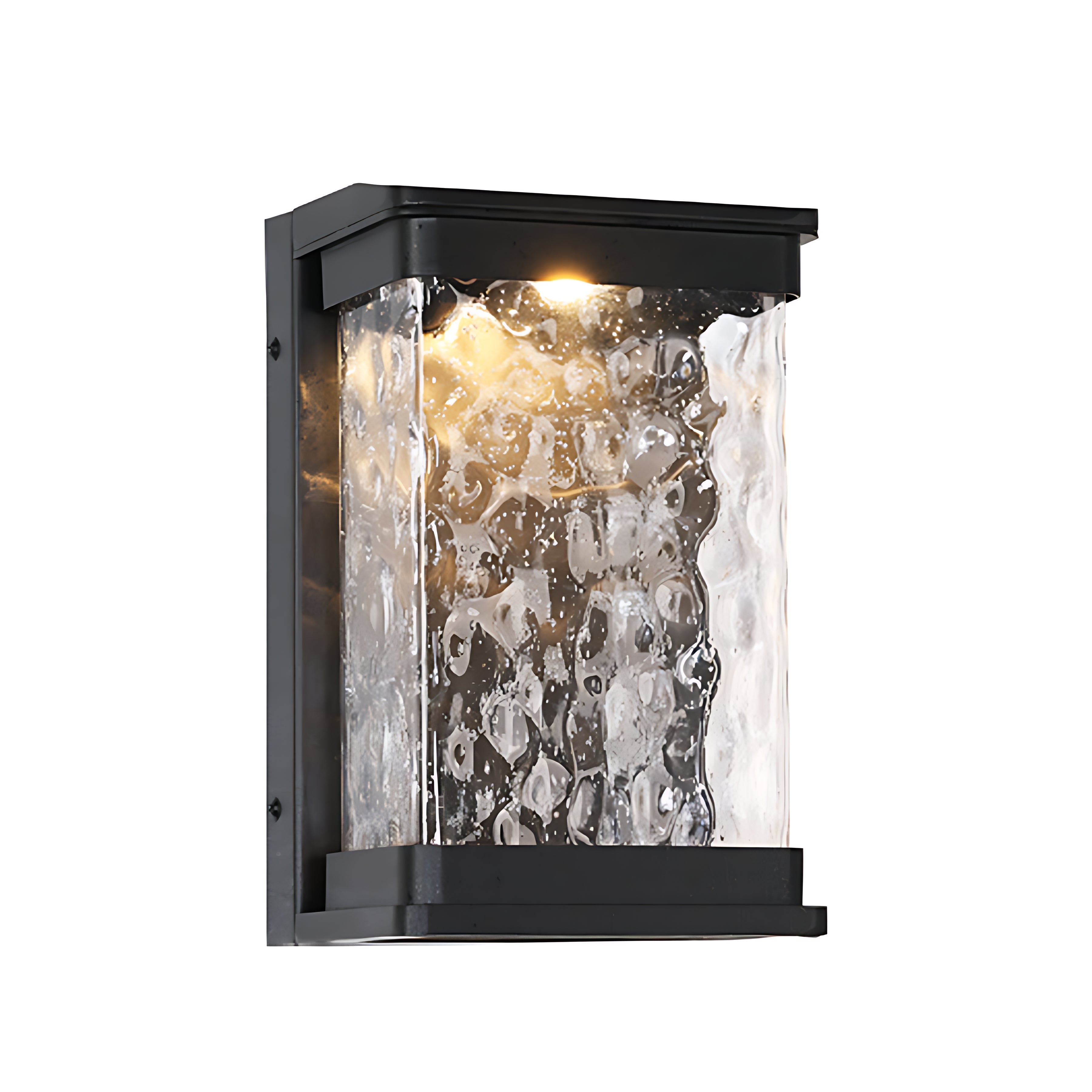 Emery Wall Light For Outdoors, Rectangular Design With Water-Drop Glass Shade