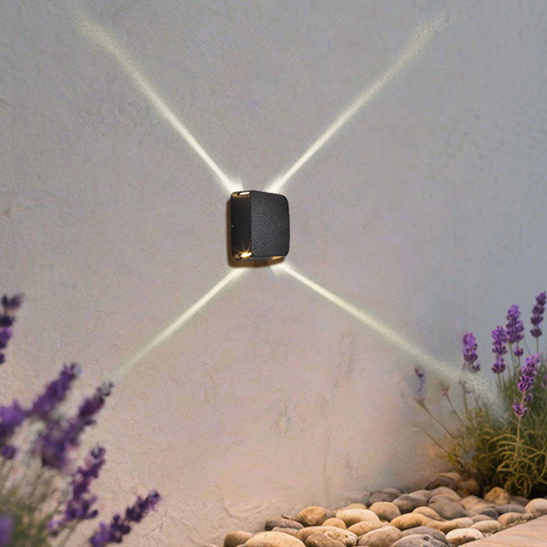 Luz de Parede LED Reire Square, Design Exterior em Alumínio com Viga Cruzada