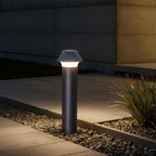 Matte Black Aluminum Bollard Light, Dome-Top Modern Garden Lamp