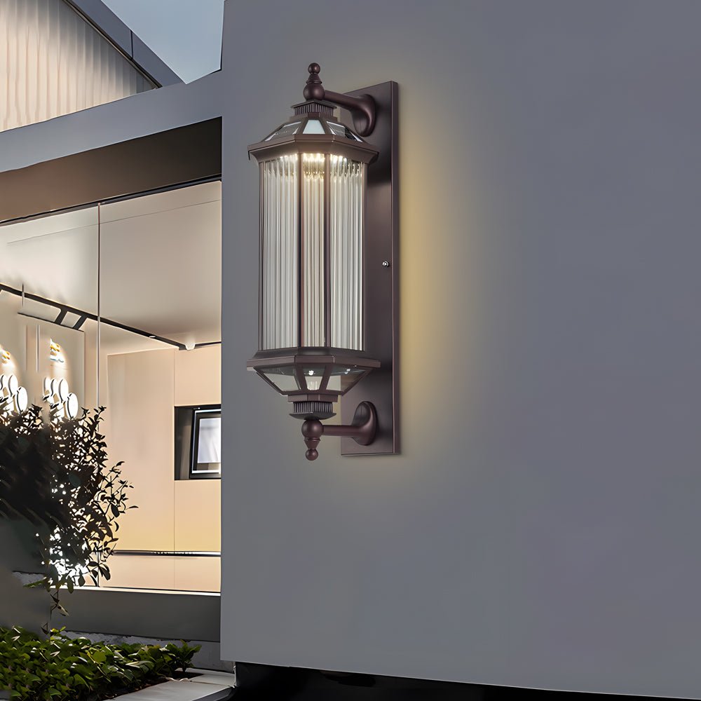 Retro solcelle væglampe med glasskærm, væglampe i støbt aluminium